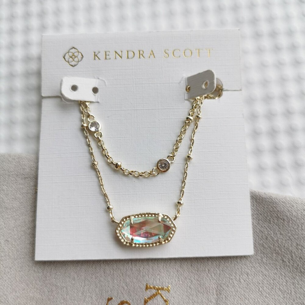 Kendra Scott Gold Dichroic Glass Elisa Necklace NEW